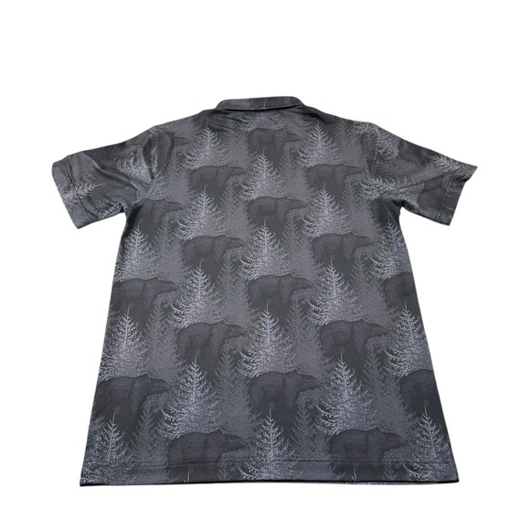 Waggle Polo Shirt Men's Gray Bear All Over Print Golf Performance Size Small - Picture 4 of 4